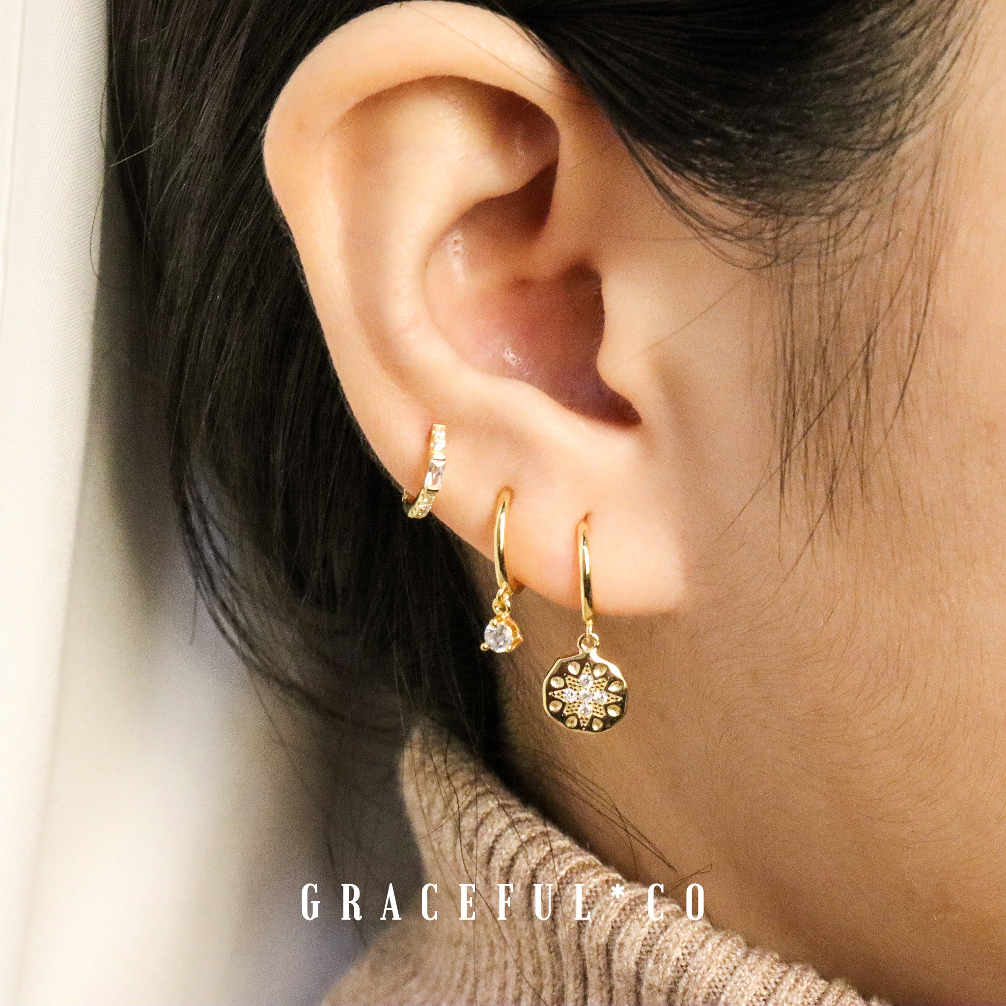 Baguette Pave Huggie Earrings - Gracefulandco