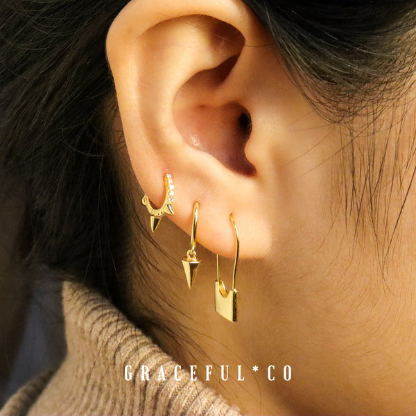 Spike Pave Huggie Earrings - Gracefulandco