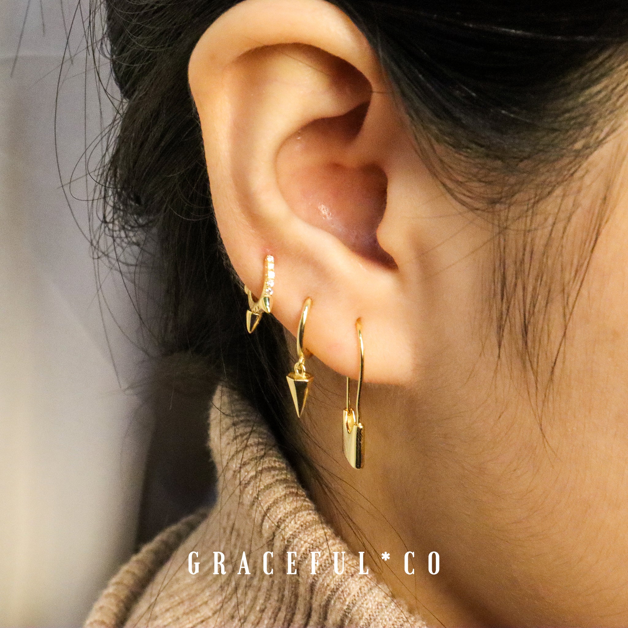 Spike Pave Huggie Earrings - Gracefulandco