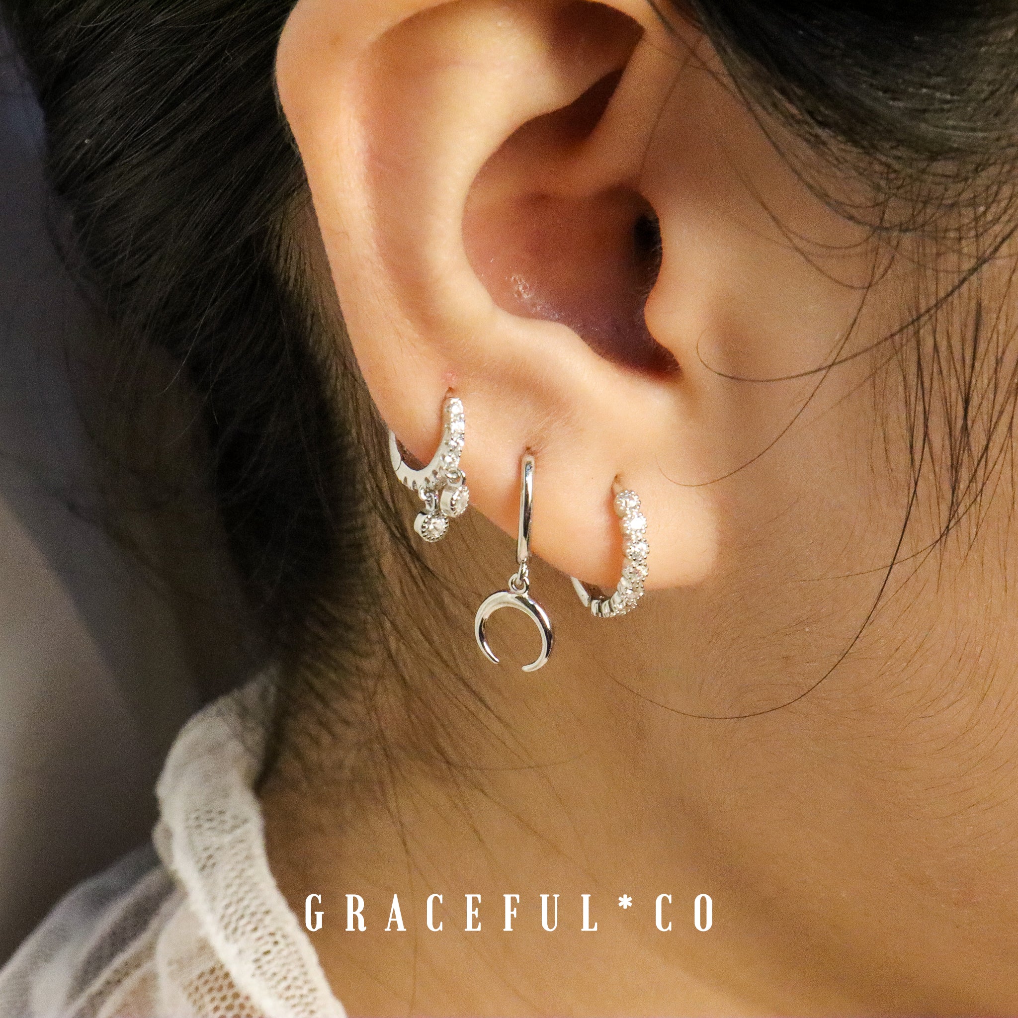 Double Bezel Pave Huggie Earrings - Gracefulandco