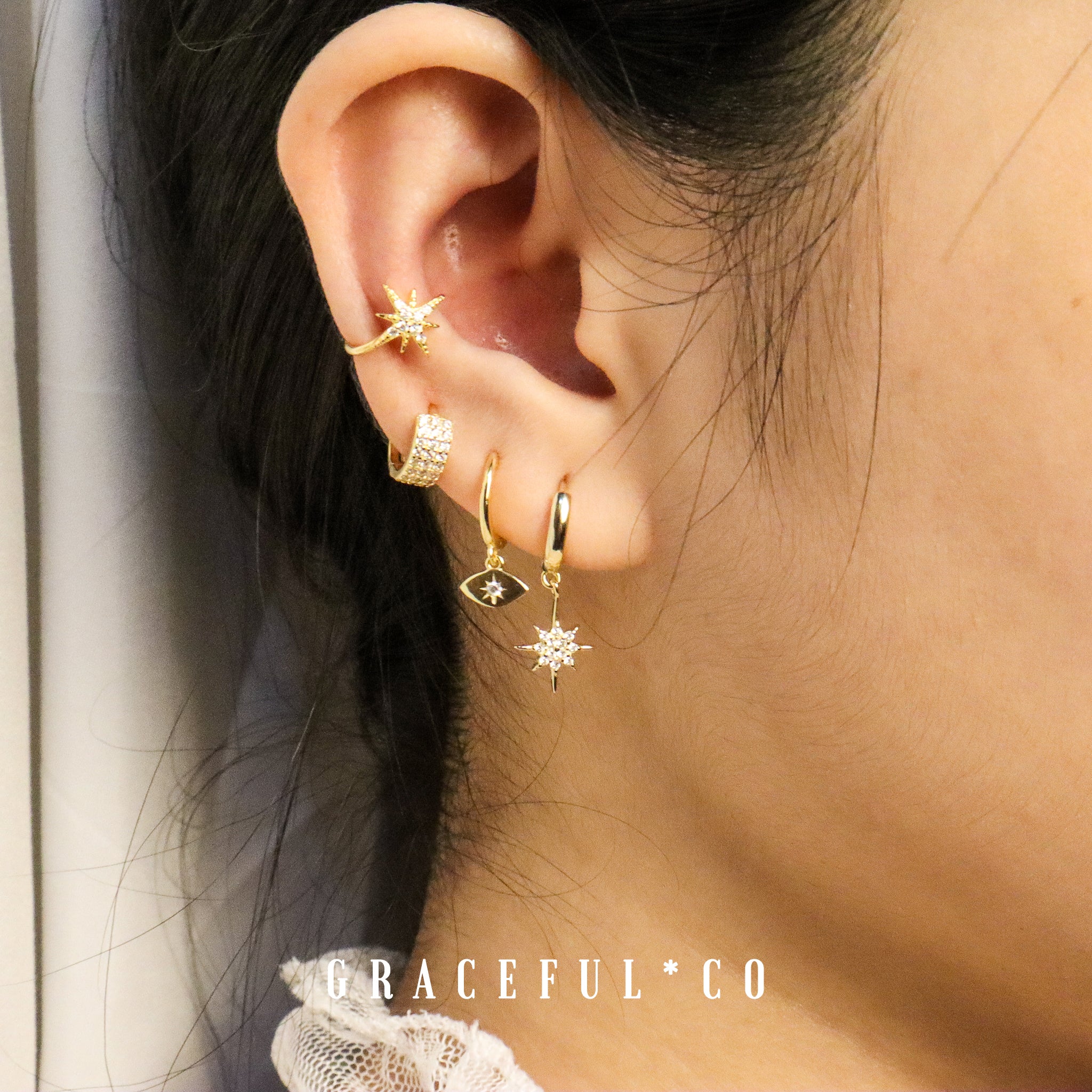 Luxe Threefold Pave Huggie Earrings - Gracefulandco