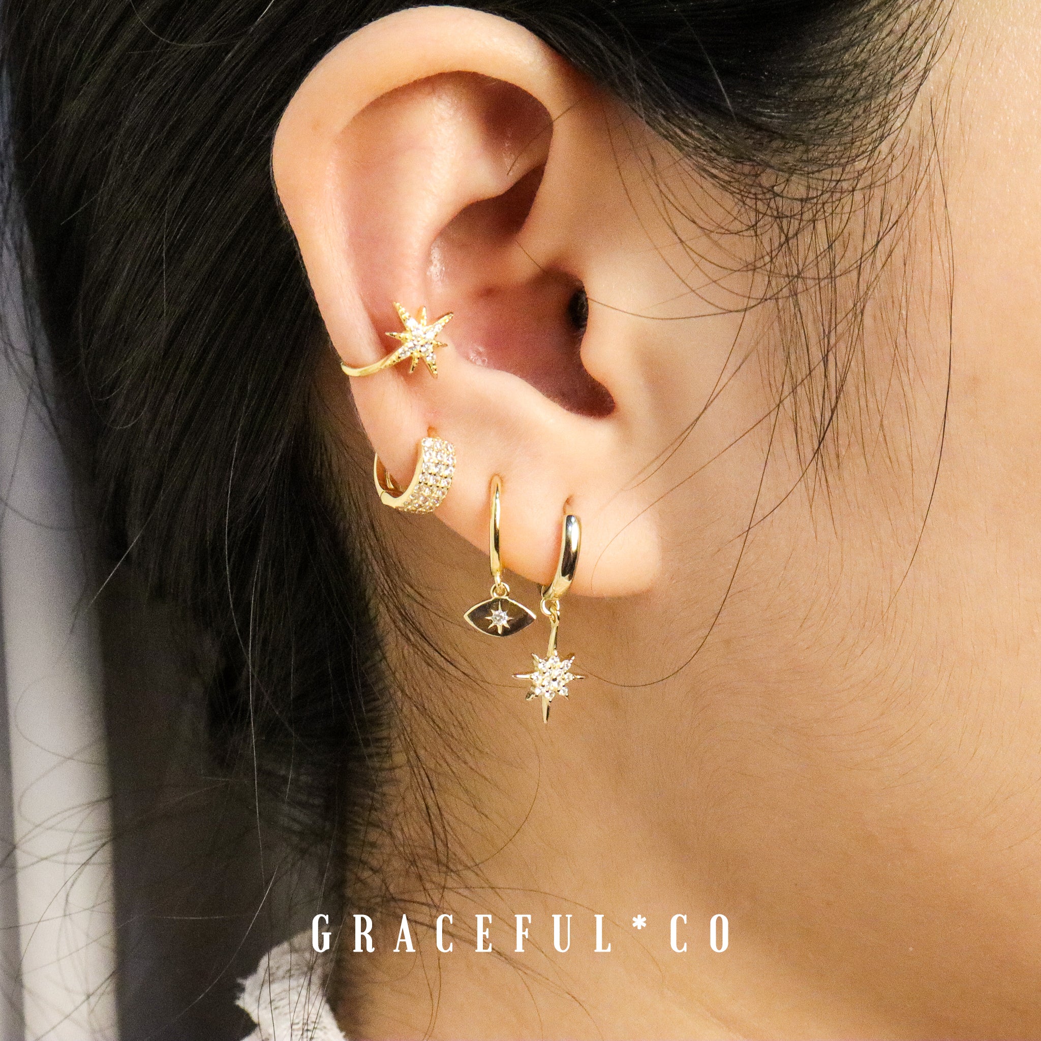 Mini Starburst Ear Cuffs - Gracefulandco