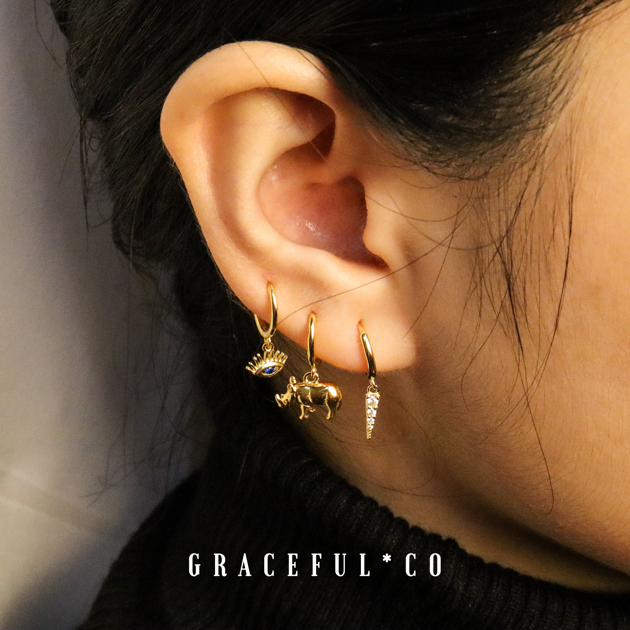 Pave Dagger Hoop Earrings - Gracefulandco