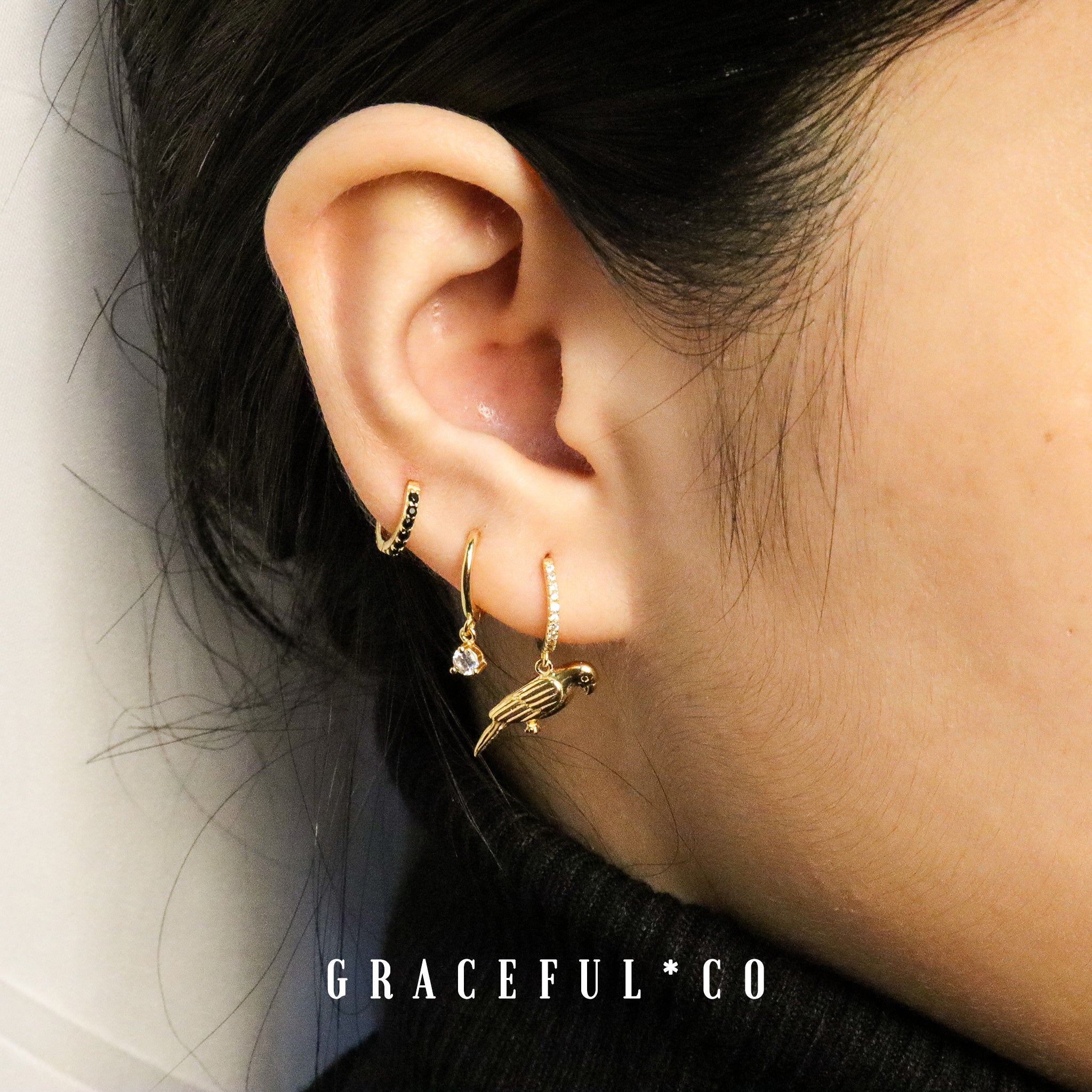 Sparkling Black Pave Huggie Earings - Gracefulandco